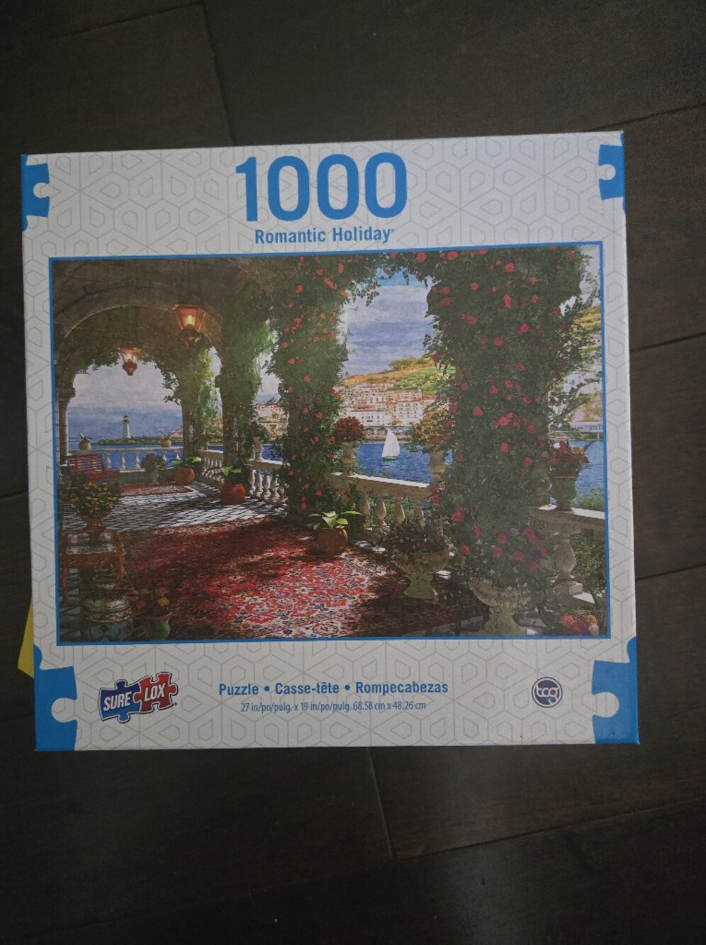 1000 Piece Puzzle with Rose Garden Artwork - "Romanic Holiday"